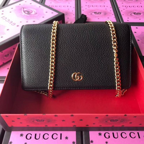 Gucci GG Marmont Original Telecí kožená kabelka přes rameno 497985 černá