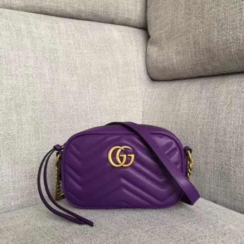 Mini kabelka Gucci GG Marmont Matelasse 448065 fialová