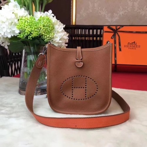 Hermes Evelyne mini 17cm taška přes rameno originální telecí kůže H1187 světle hnědá