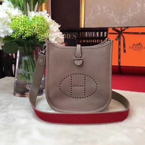 Hermes Evelyne mini 17cm taška přes rameno originální telecí kůže H1187 světle šedá