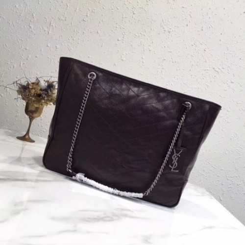 Yves Saint Laurent originální telecí kožená nákupní taška NIKI 5569 vínová