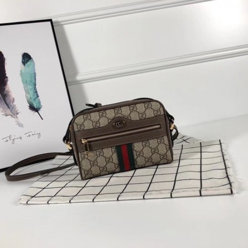 Gucci GG plátěná ophidia supreme malá kabelka přes rameno PVC 517350 hnědá
