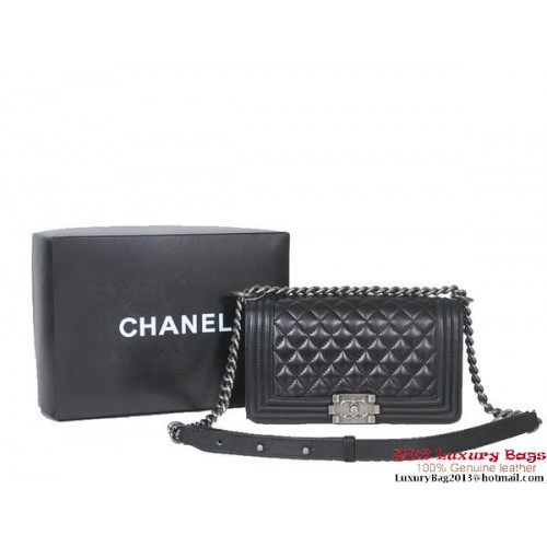 2013 Chlapecká taška Chanel Flap Ramenní Kabelka z Ovčí Kůže A37003 Černá