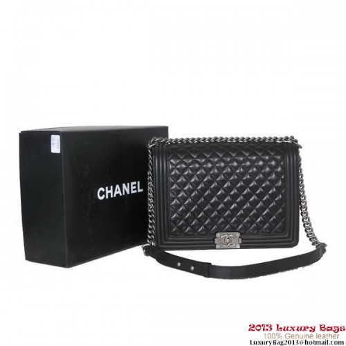 2013 Chlapecká taška Chanel Flap Ramenní Kabelka z Ovčí Kůže A37005 Černá