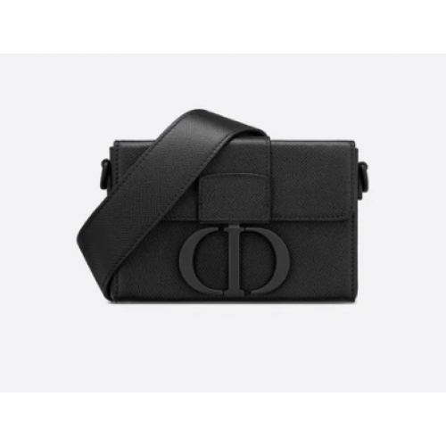 30 MONTAIGNE BOX BAG Černá ultramatná telecí kůže s textilní texturou M9204S