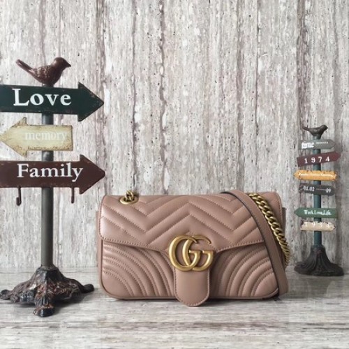 Gucci GG Marmont Matelasse kožená taška přes rameno 443497 meruňková