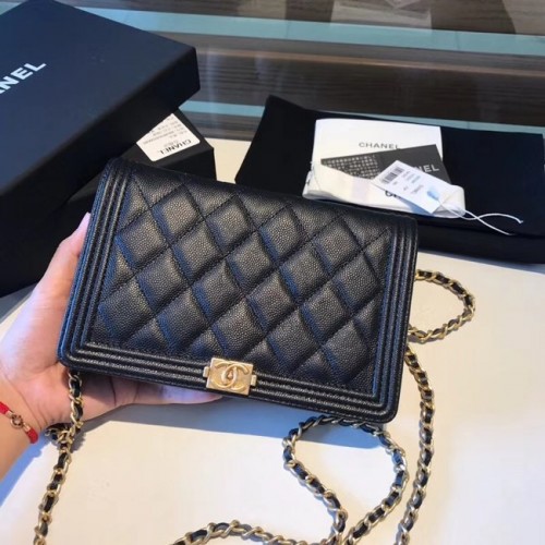 Originální peněženka CHANEL na řetízku A80287 černá