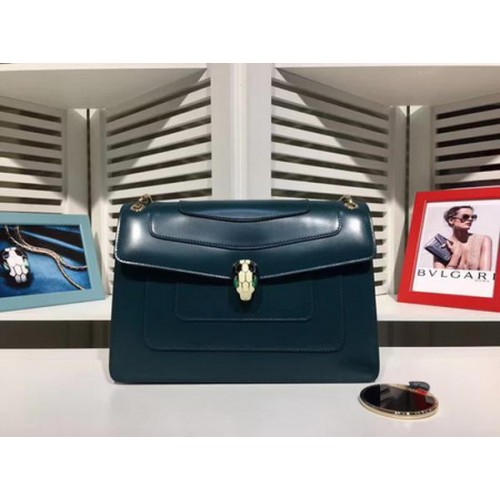 BVLGARI Střední kabelka přes rameno z telecí kůže BG2281 modrá