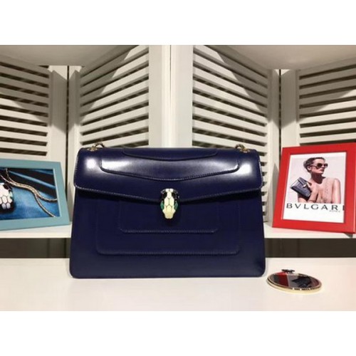 BVLGARI Střední kabelka přes rameno z telecí kůže BG2281 královská modrá