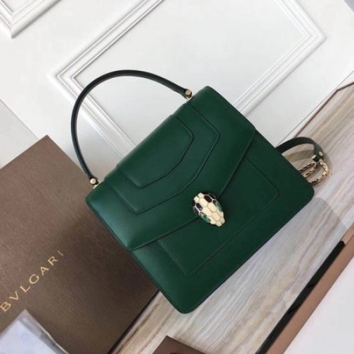 Originální kožená taška BVLGARI z telecí kůže 3781 Atrovirens