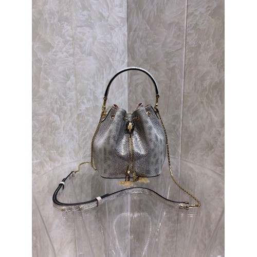 BVLGARI Originální kabelka z hadí kůže B287614 stříbrná