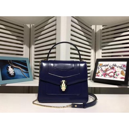 BVLGARI Serpenti Forever kabelka z lakované kůže BG2280 královská modrá