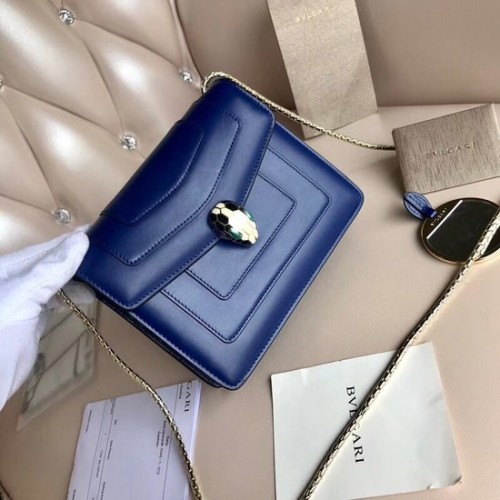 Kožená kabelka BVLGARI Serpenti Forever Flap Cover 00962 modrá