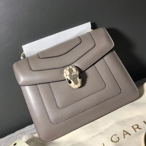 Kožená kabelka BVLGARI Serpenti Forever Flap Cover 00962 šedá