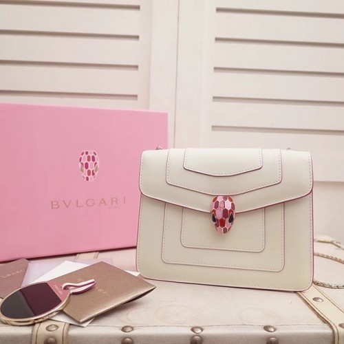 Kožená kabelka BVLGARI Serpenti Forever Flap Cover 28697 bílá