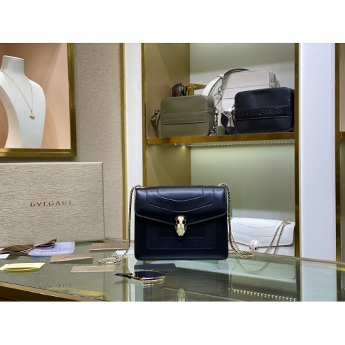 BVLGARI mini kabelka Serpenti Forever přes rameno z telecí kůže 35107 černá