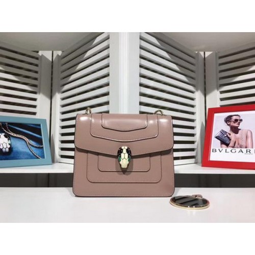 BVLGARI mini kabelka přes rameno z telecí kůže BG2283 růžová