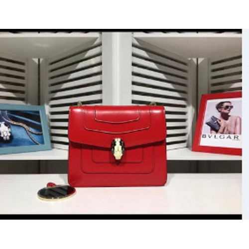 BVLGARI mini kabelka přes rameno z telecí kůže BG2283 červená