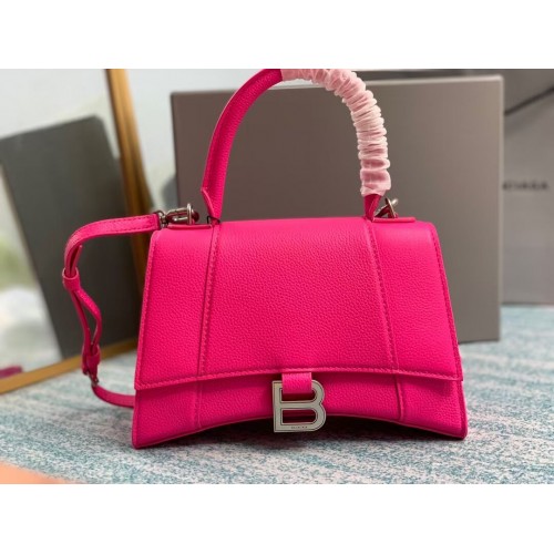 Malá kabelka Balenciaga HOURGLASS s horním uchem B108895 neonově růžová