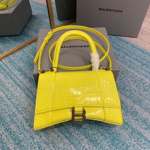 Malá kabelka Balenciaga HOURGLASS s horním uchem, telecí kůže s krokodýlím reliéfem B108895C žlutá