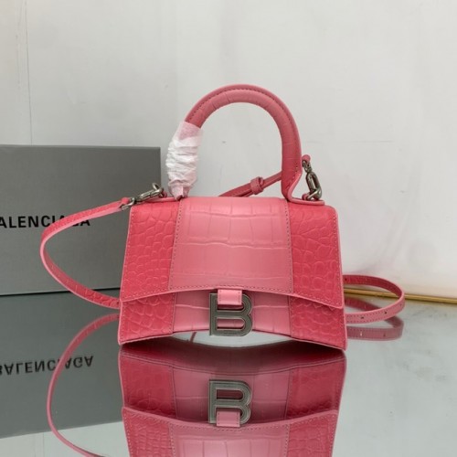 Kabelka Balenciaga HOURGLASS XS z reliéfní telecí kůže 59353 růžová