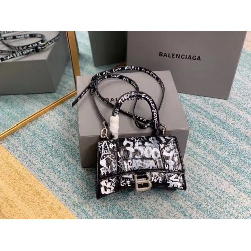Balenciaga Hourglass XS kabelka s horním uchem 28331S černá bílá