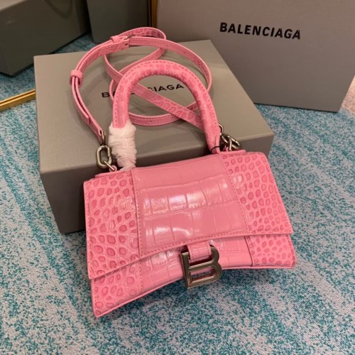 Kabelka Balenciaga Hourglass XS s horním uchem 28331S světle růžová