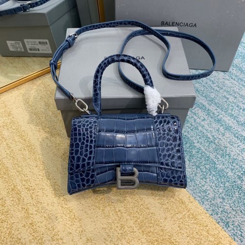 Kabelka Balenciaga Hourglass XS s horním uchem 28331S modrá