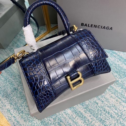 Kabelka Balenciaga Hourglass XS s horním uchem 28331S tmavě modrá