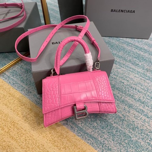 Kabelka Balenciaga Hourglass XS s horním uchem 28331S růžová