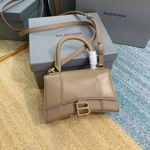 Balenciaga Hourglass XS kabelka s horní rukojetí, lesklá telecí kůže 28331, meruňková