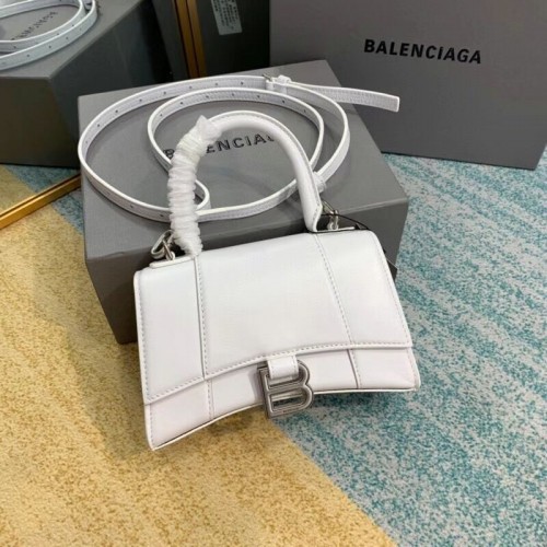 Balenciaga Hourglass XS kabelka s horní rukojetí lesklá telecí kůže 28331 bílá