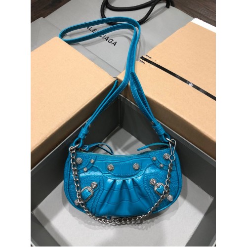 Balenciaga LE CAGOLE MINI PURSE WITH CHAIN 6958141 modrá