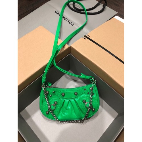 Balenciaga LE CAGOLE MINI PURSE WITH CHAIN 6958141 zelená