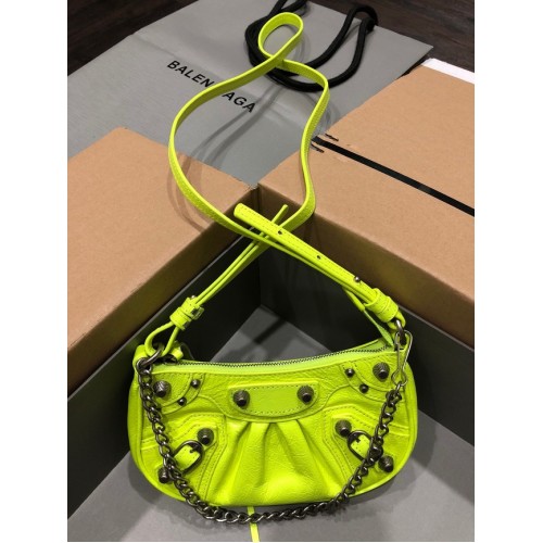 Balenciaga LE CAGOLE MINI PURSE WITH CHAIN 6958141 citronová
