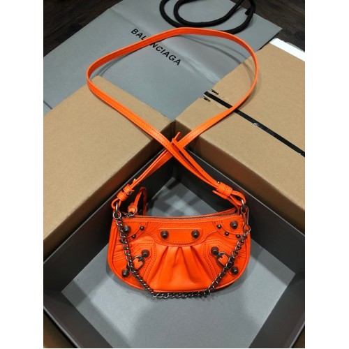 Balenciaga LE CAGOLE MINI PURSE WITH CHAIN 6958141 oranžová