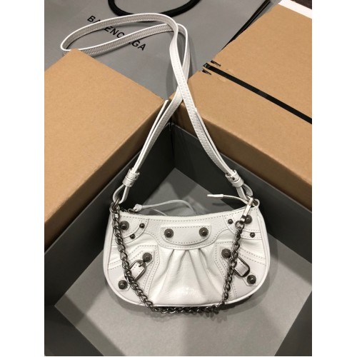 Balenciaga LE CAGOLE MINI PURSE WITH CHAIN 6958141 bílá