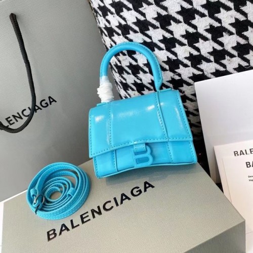 Dámská mini kabelka Balenciaga s horním uchem, lesklá telecí kůže, modrá M8000