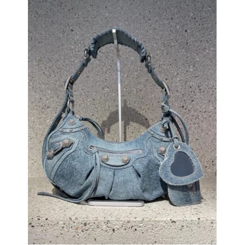 Dámská střední kabelka Balenciaga Le Cagole 27541 Denim