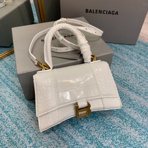 Kabelka Balenciaga Hourglass XS s horním uchem 28331S bílá