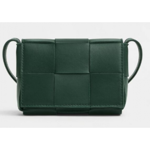 Bottega Veneta CASSETTE Mini Intreccio Kožená taška přes tělo 666688 RAINTREE