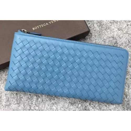 Kožená spojka Bottega Veneta Intrecciato BV144077 SkyBlue