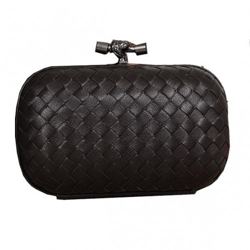 Bottega Veneta Intrecciato Ovčí Kožená Kabelka Empire Ayers Knot Clutch 11308 Černá