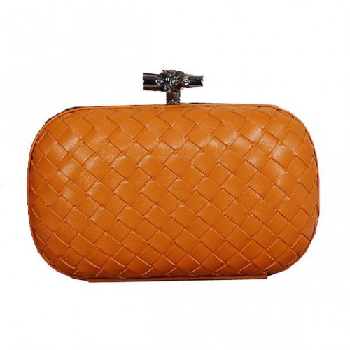 Bottega Veneta Intrecciato Ovčí kůže Empire Ayers Knot Clutch 11308 Oranžová