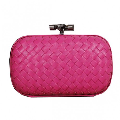 Bottega Veneta Intrecciato Ovčí kůže Empire Ayers Knot Clutch 11308 Růžová