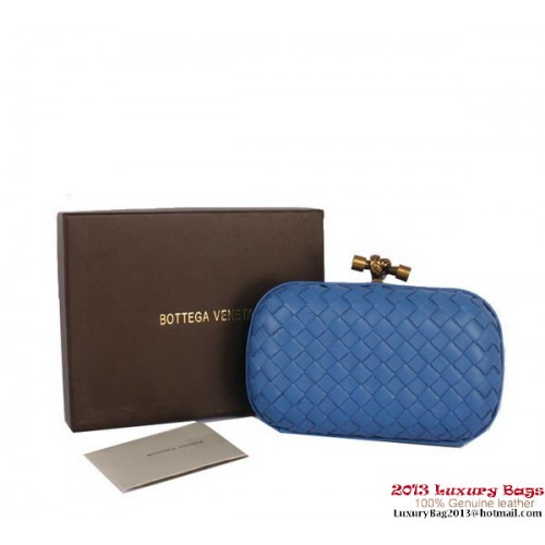 Bottega Veneta Intrecciato Silk Stretch Knot Clutches BV8615 Modrá