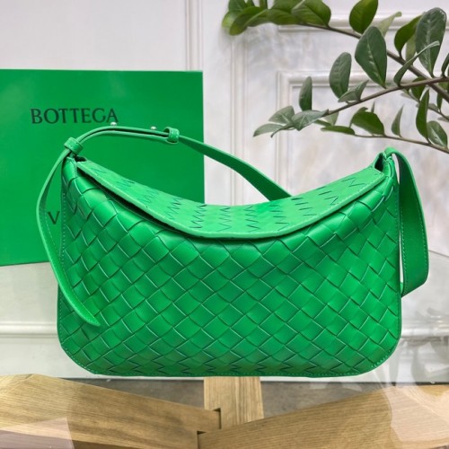 Kožená taška přes rameno Bottega Veneta Intreccio 690226 Parakeet
