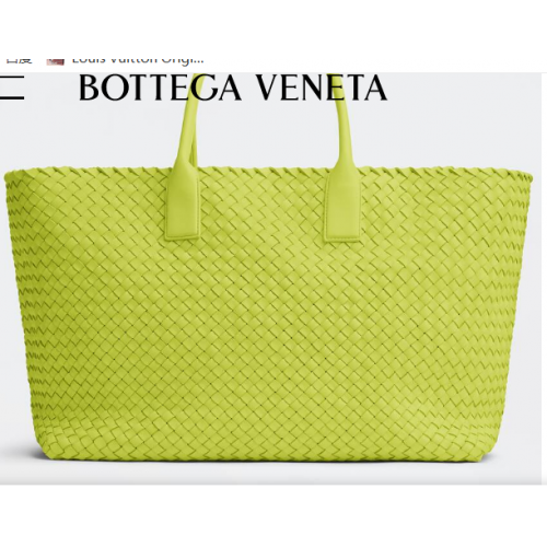 Bottega Veneta Velká intrecciová kožená taška 608811 Acid kiwi