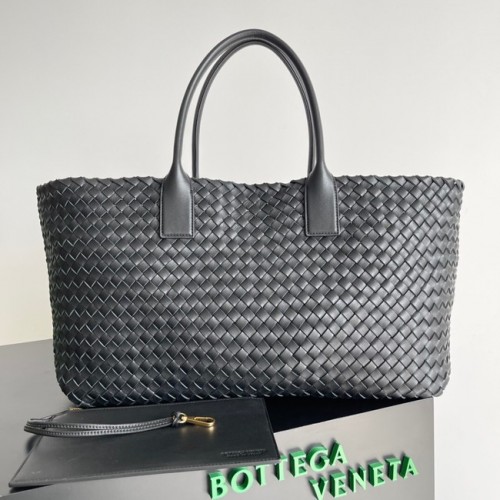 Velká kožená taška Bottega Veneta Intreccio 608811 černá