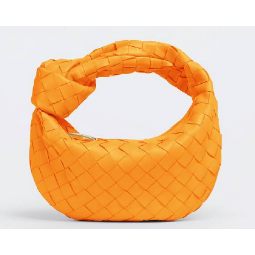 Bottega Veneta Mini intrecciato kožená taška s horní rukojetí 651876 Tangerine